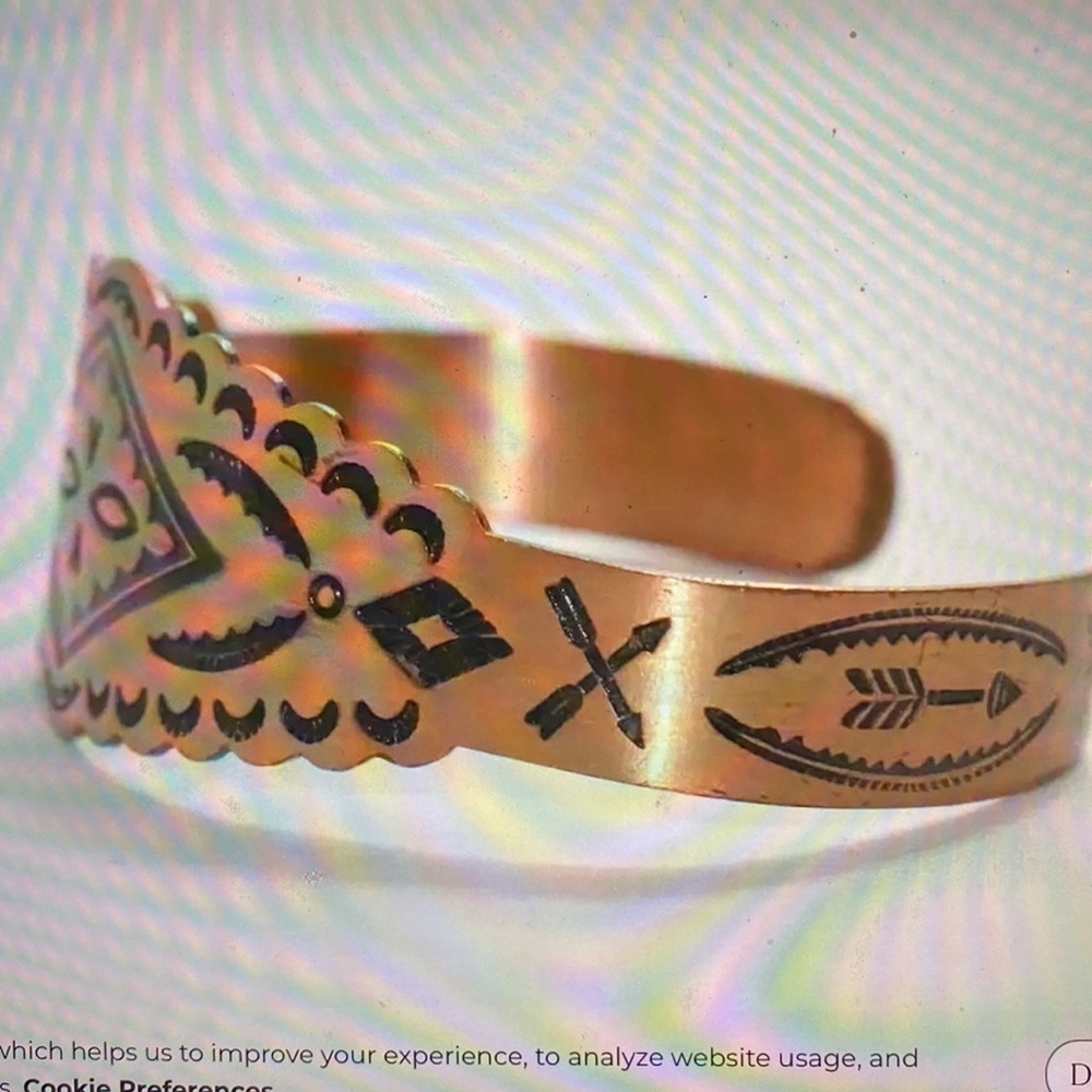 Vintage Native American Solid Copper Handmade Cuf… - image 5